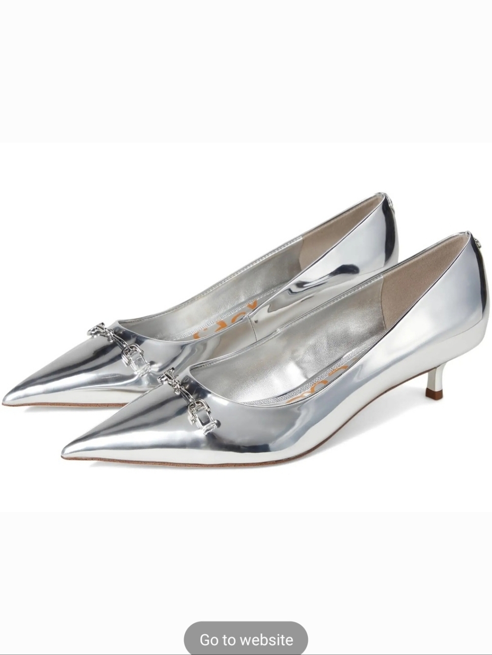 SAM EDELMAN 7 6.5 Kaya Silver Metallic Patent Leather Pump Stuart Weitzman Rosie